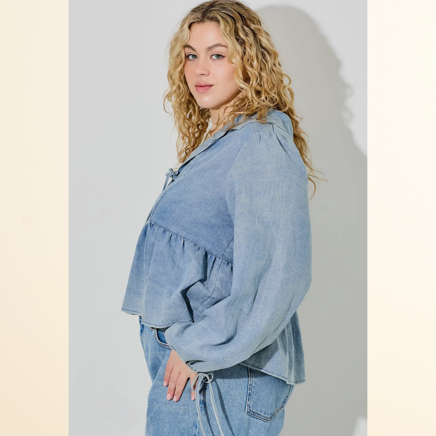 The Delaney Denim Blouse (Plus-Size)