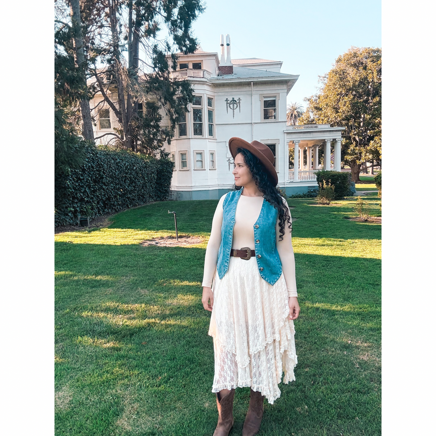 Suede Antique Gold Western Belt