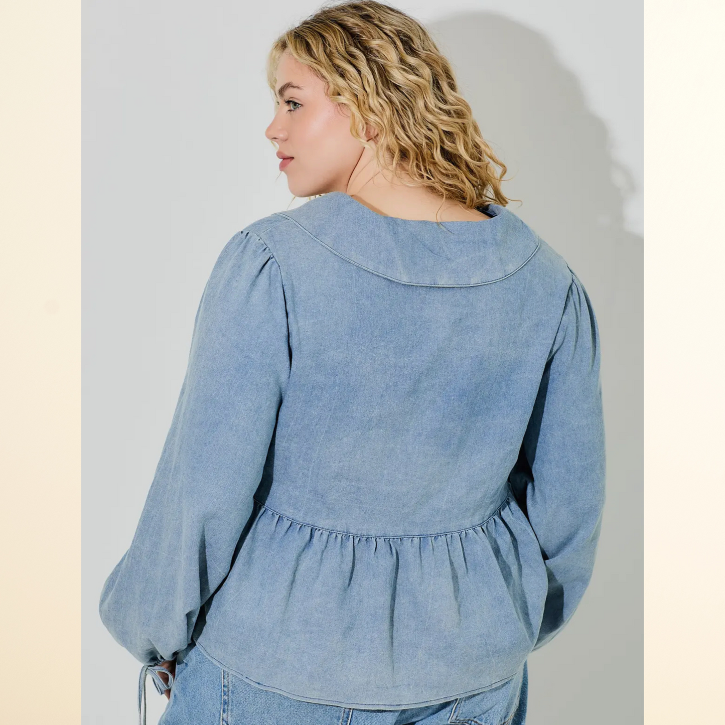 The Delaney Denim Blouse (Plus-Size)