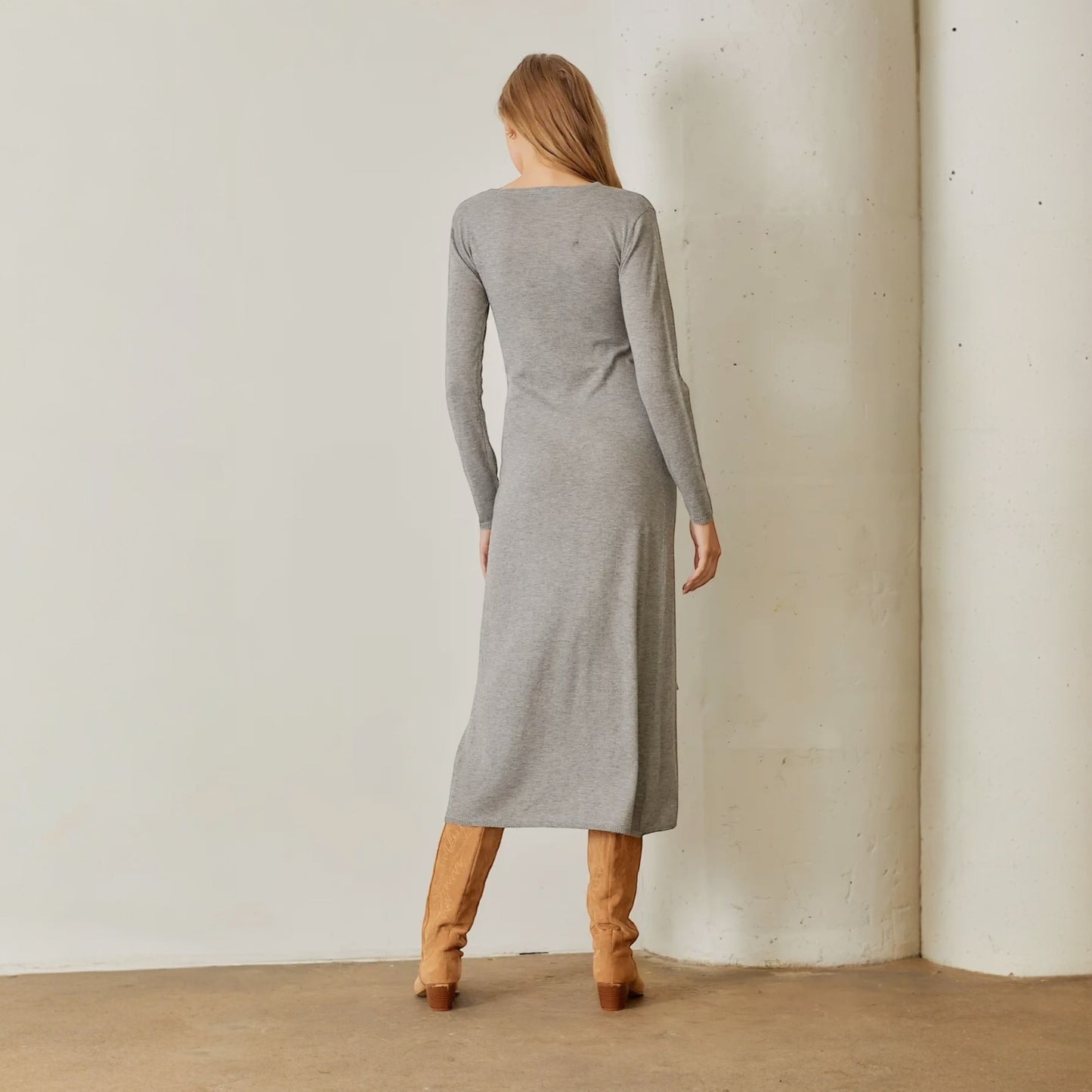 Wrap Sweater Dress - Grey