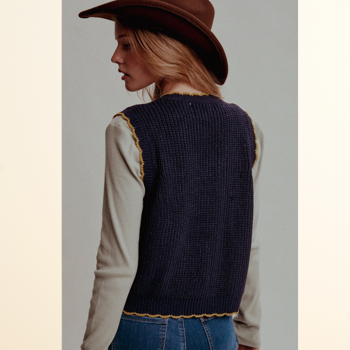 The Wildflower Bow Vest - Navy