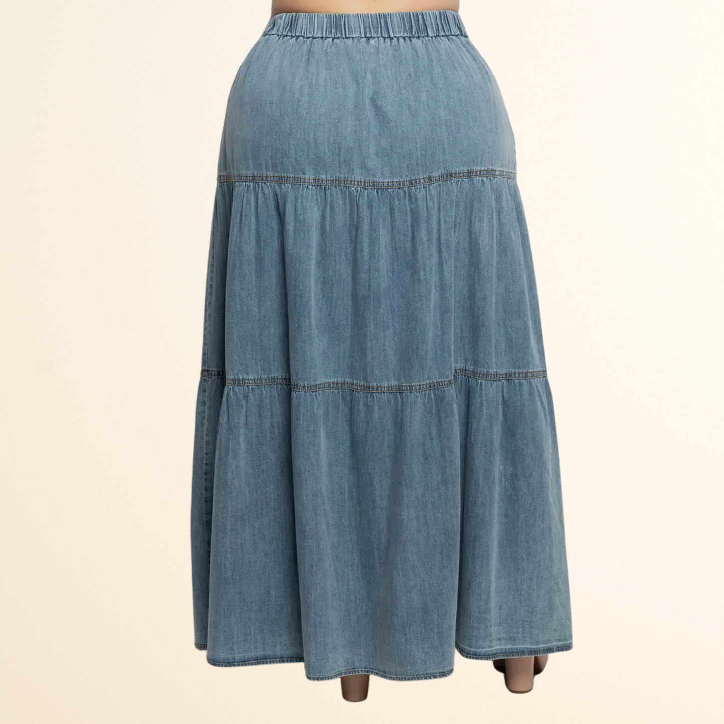 The Meadow Denim Maxi Skirt (Plus Size)