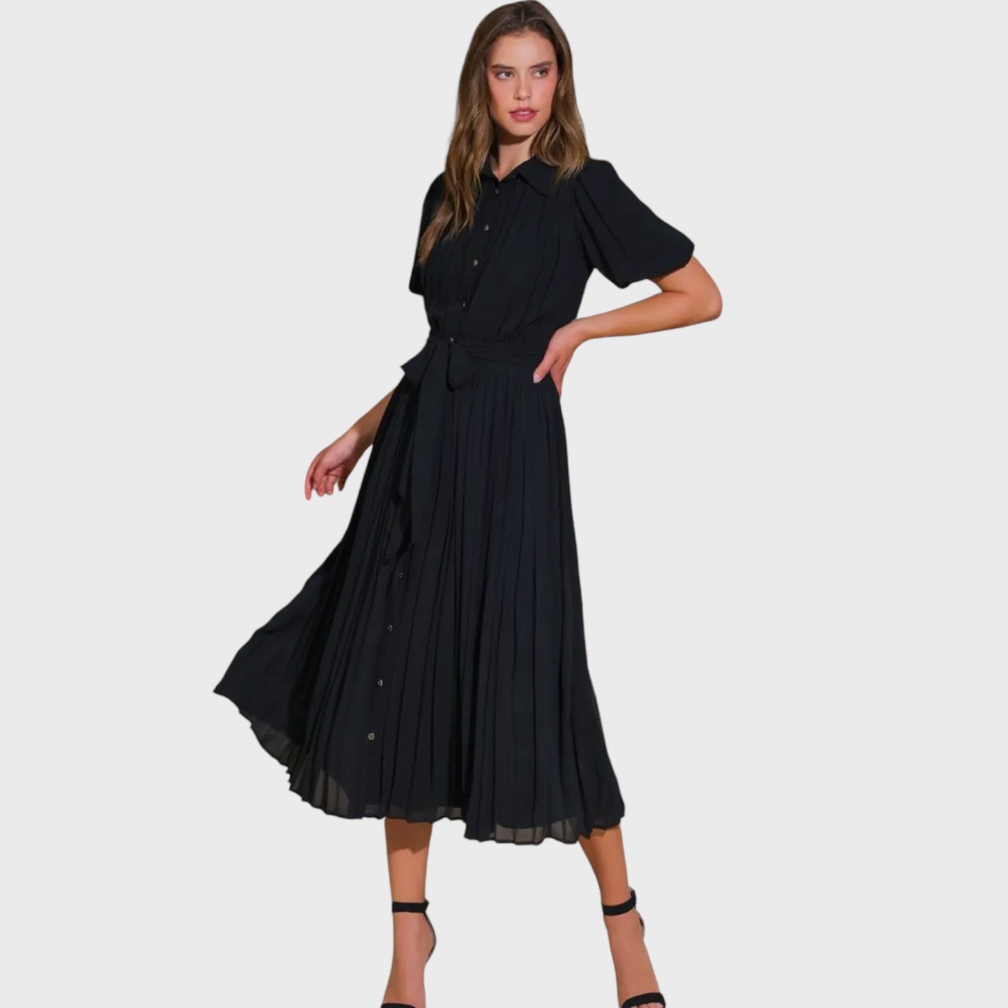 Black Woven Midi Dress