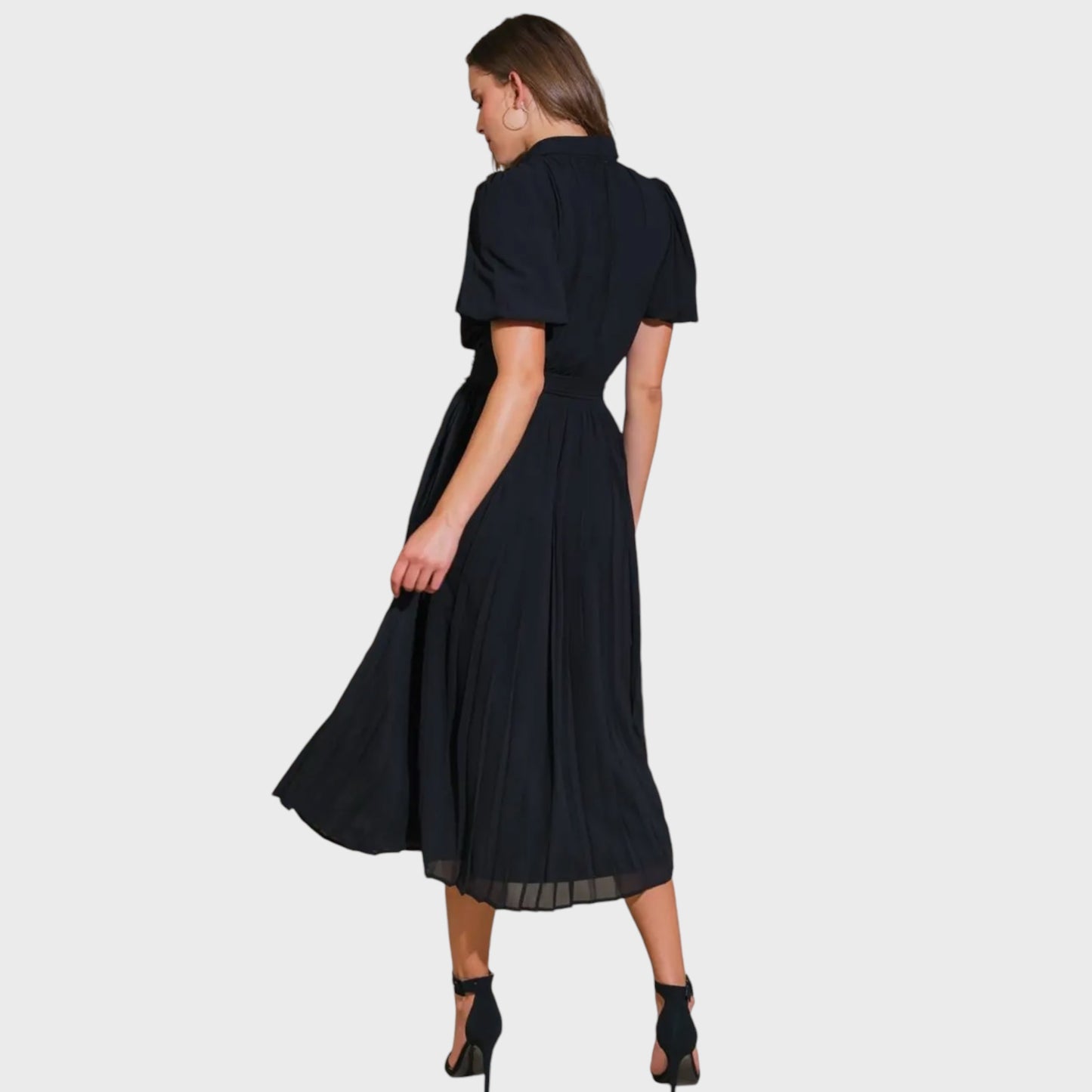 Black Woven Midi Dress