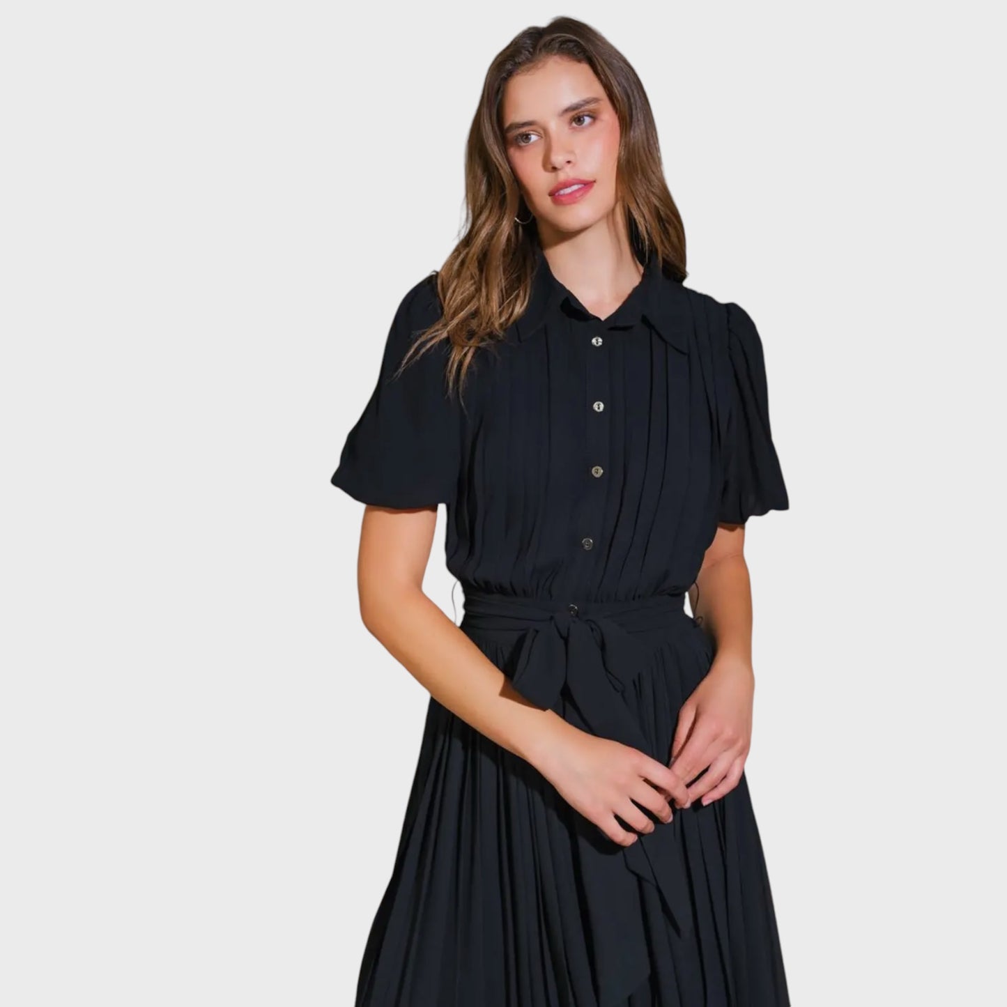 Black Woven Midi Dress