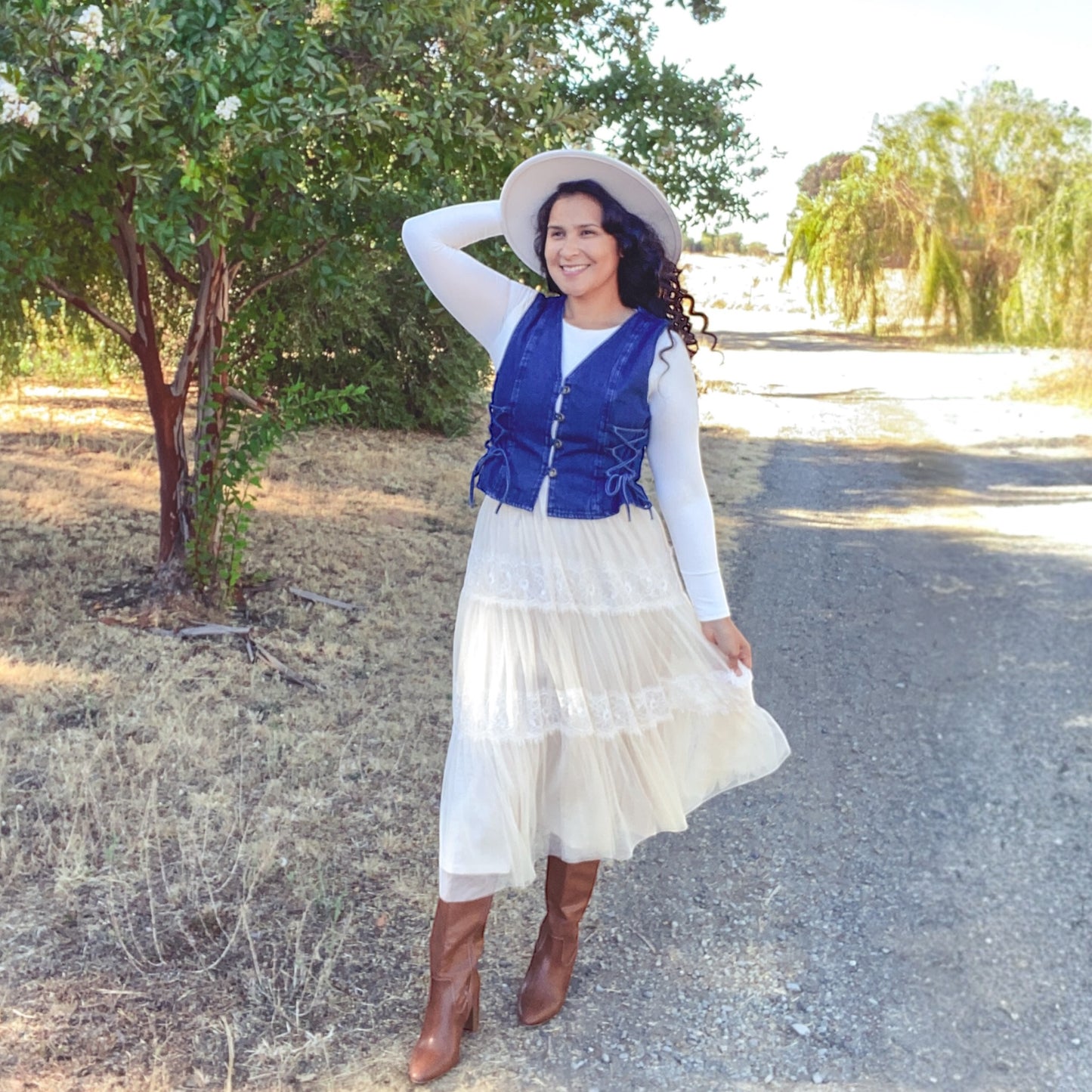 Ivory Lace Midi Skirt