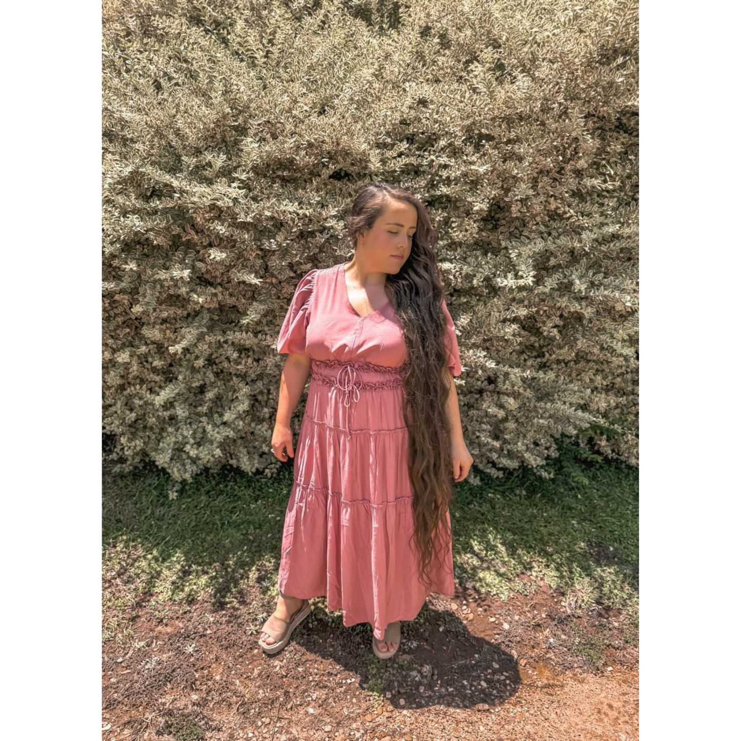 Dusty Rose Puff Sleeve Dress