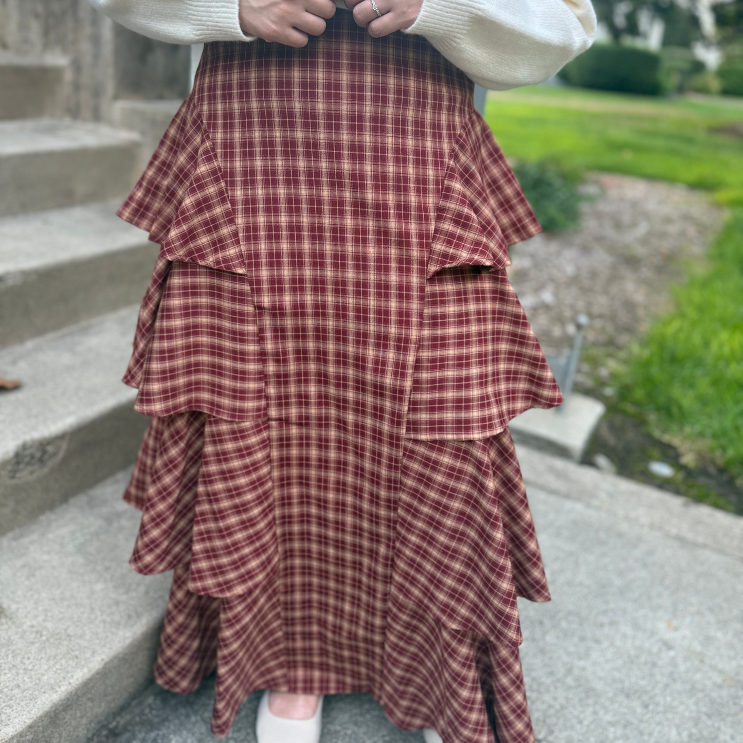 The Rowan Skirt - Burgundy | Dark Navy