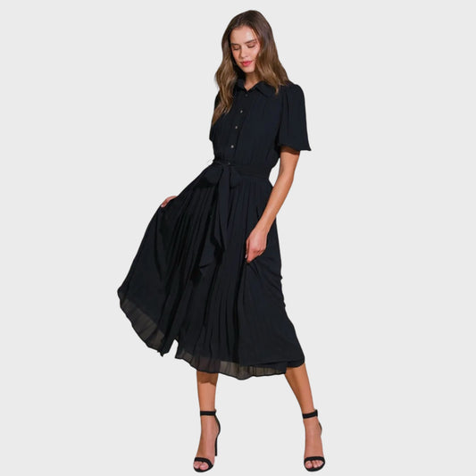 Black Woven Midi Dress