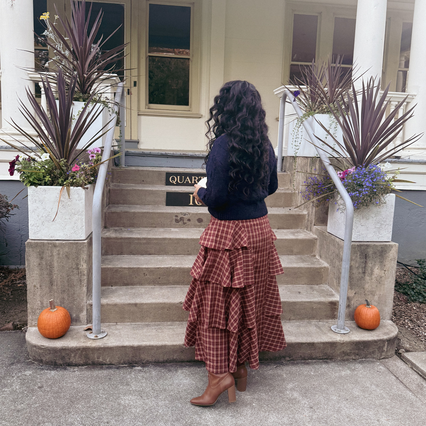 The Rowan Skirt - Burgundy | Dark Navy