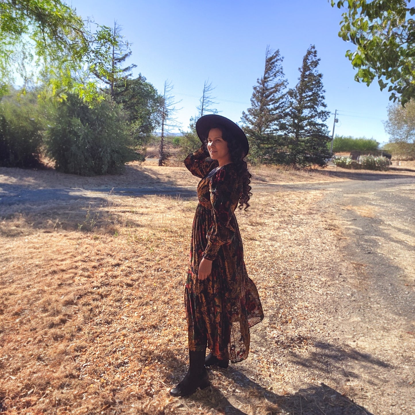 Burnout Velvet Floral Dress