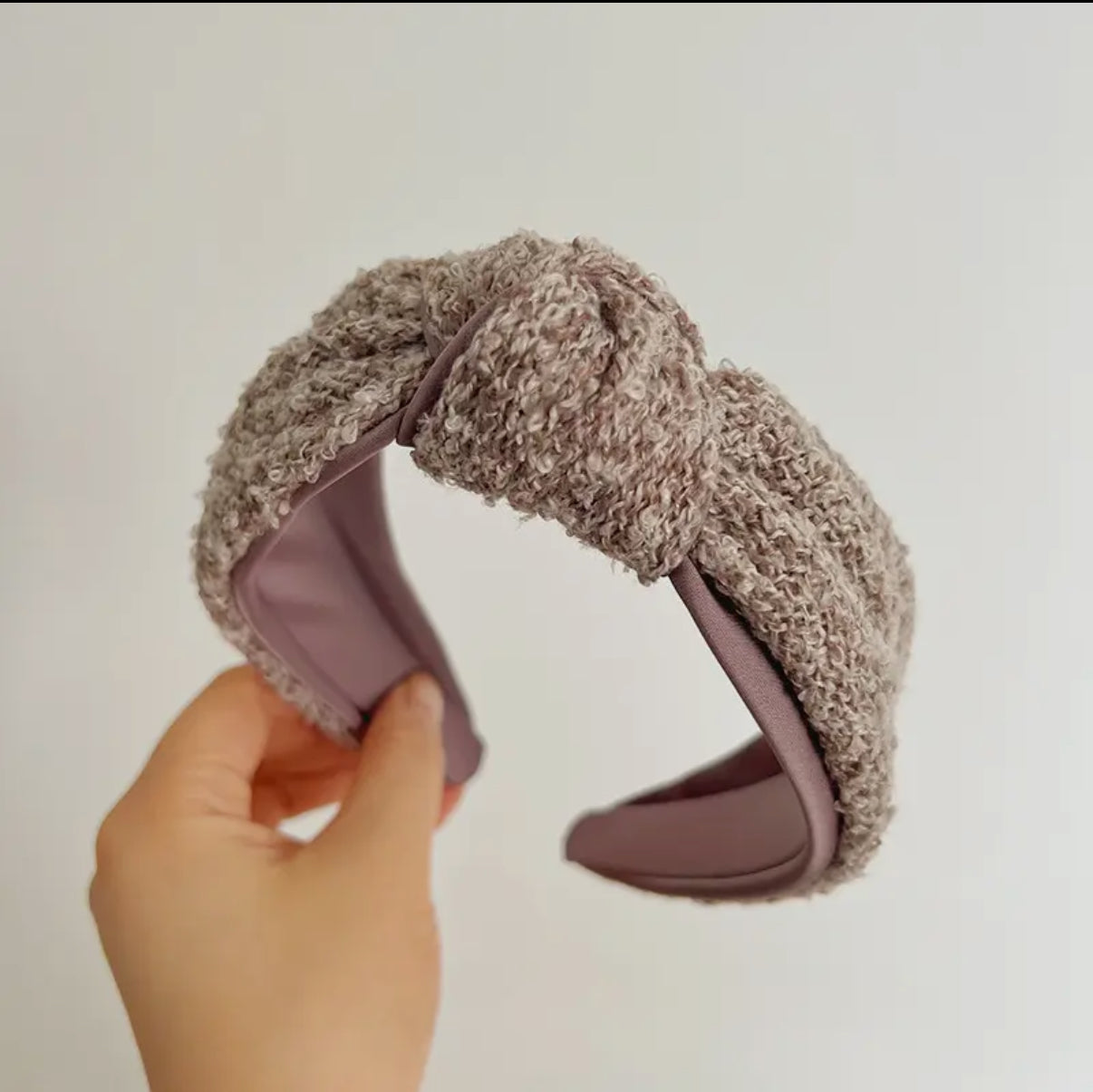 Fuzzy Knit Knot Headband - Mauve