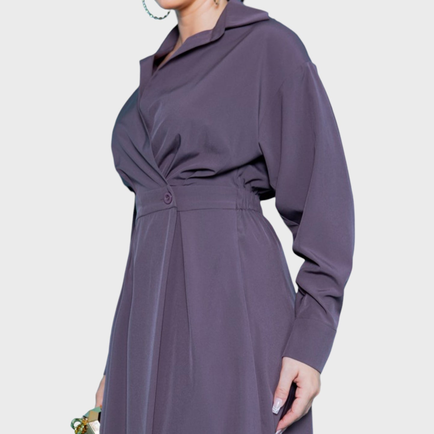 Long Sleeve Collared Midi Dress