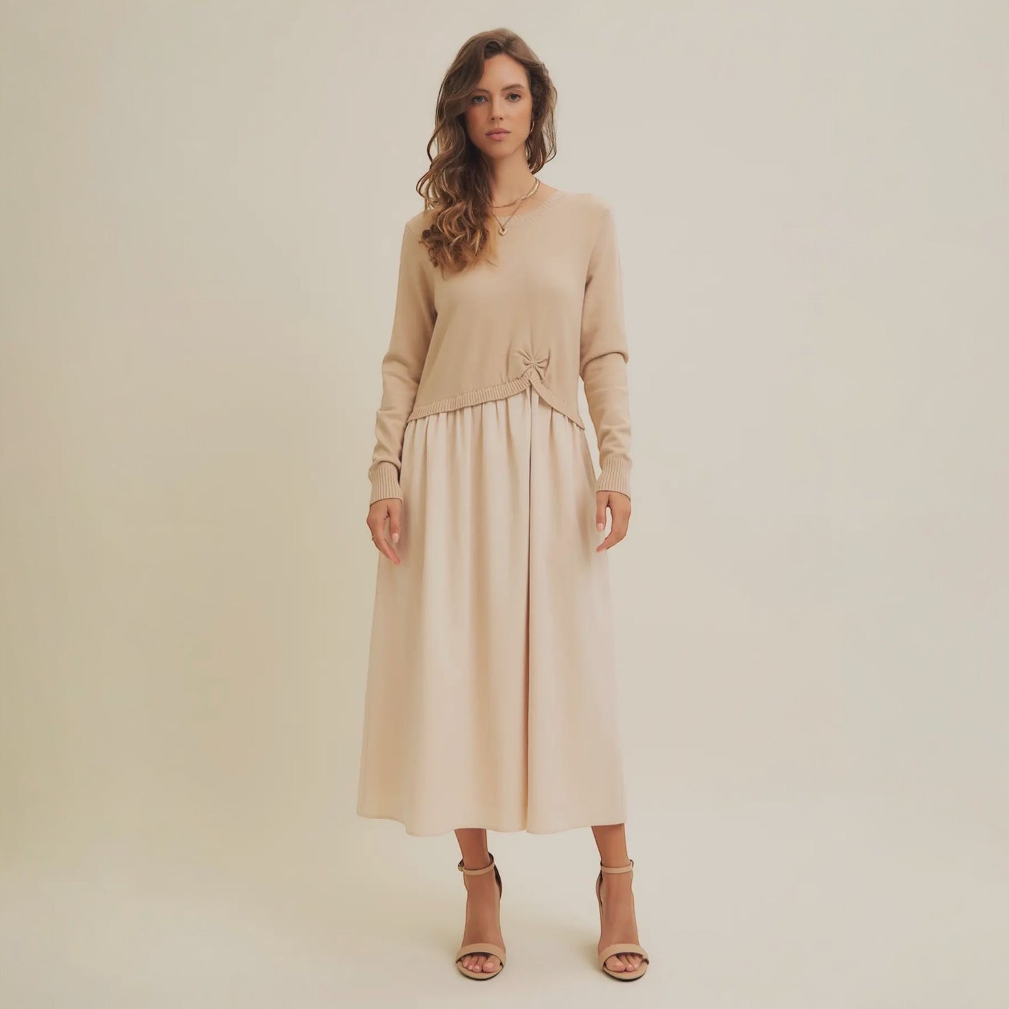 Natural Twofer Midi Dress