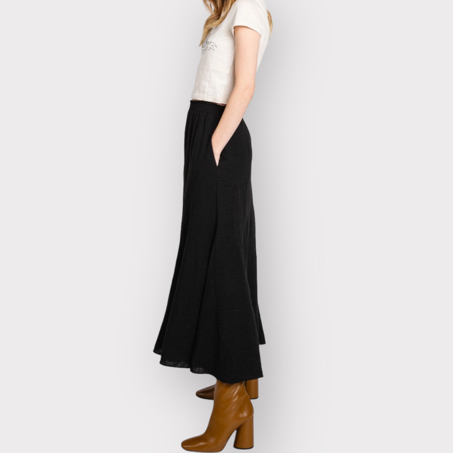 Black Long Flare Skirt