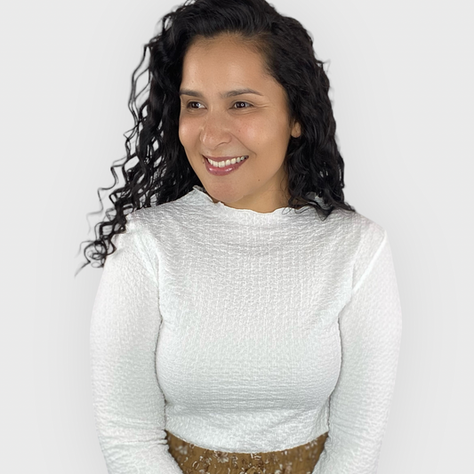 Long Sleeve Crinkle Top - Ivory